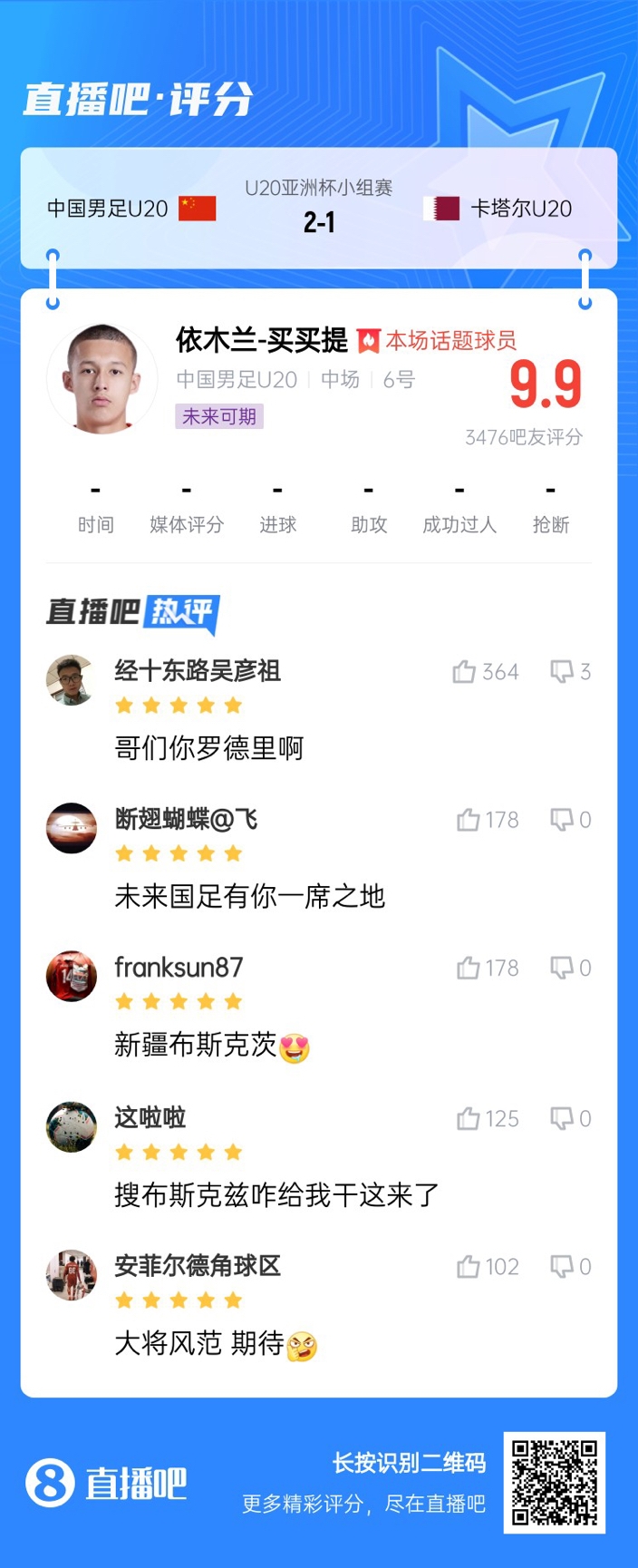  依木蘭+陳澤仕泰山中場連線！19歲依木蘭獲封：新疆布斯克茨！