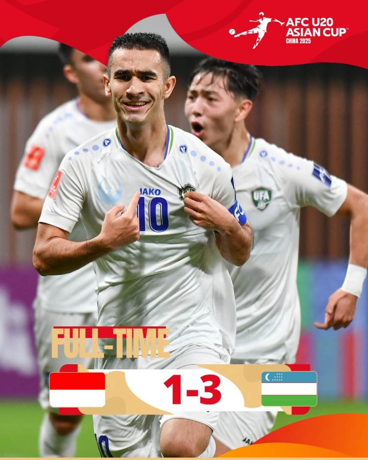  烏茲別克斯坦U20隊3-1印尼U20隊兩連勝晉級8強，印尼U20隊出局