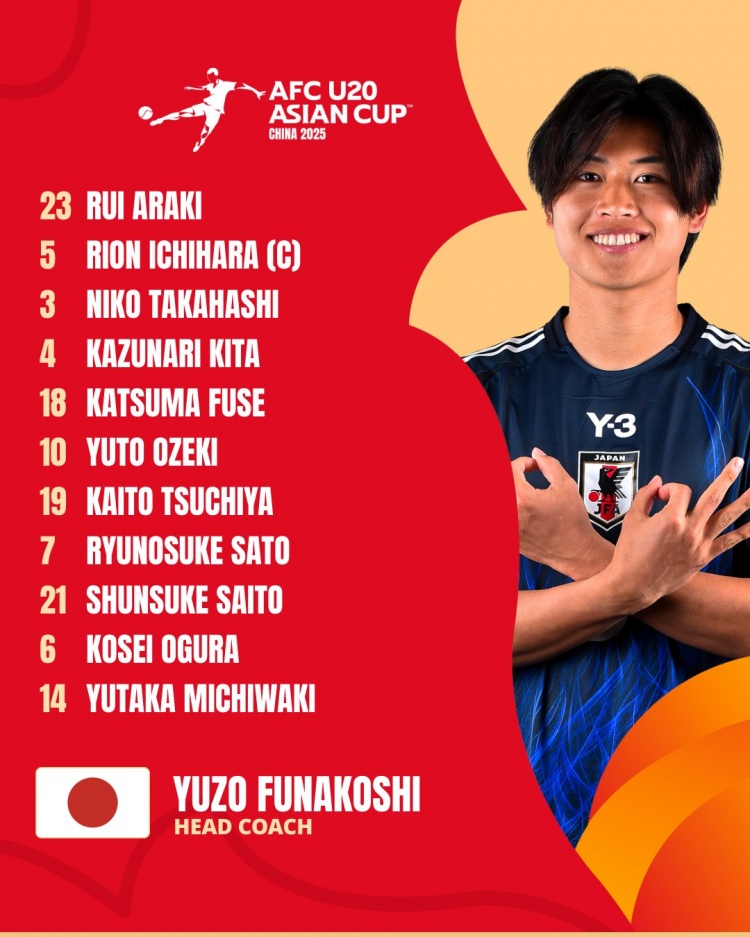  日本U20vs敘利亞U20首發(fā):高橋仁胡、佐藤龍之介出戰(zhàn) 高岡伶颯替補